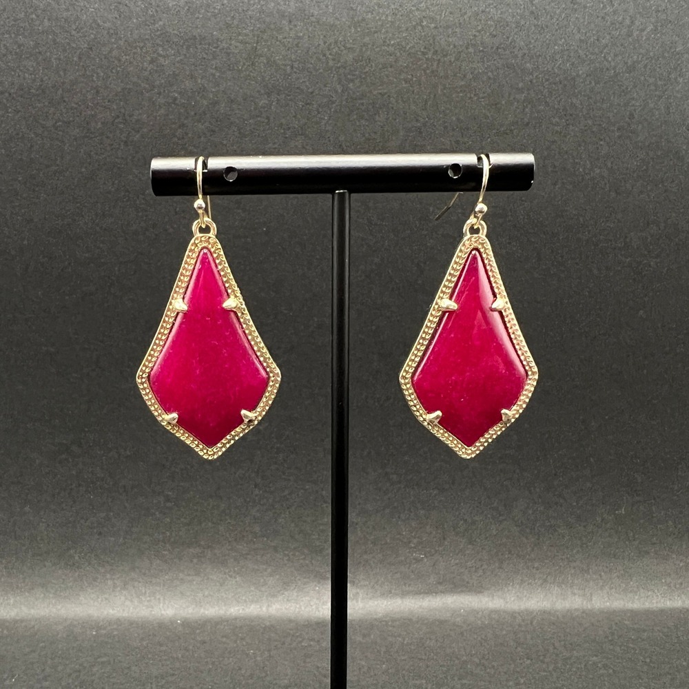 Kendra Scott Alex Earrings Gold Plated Maroon Jade